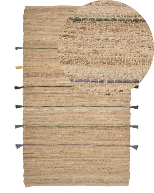 Teppe i beige jute 140 x 200 cm Solid med dusker