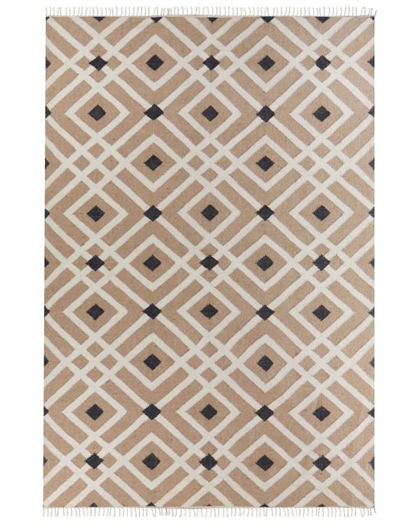 Flettede tepper Beige Jute Bomull 200 x 300 cm Flettet Håndlaget med dusker Naturlig Boho Stil Tekstil