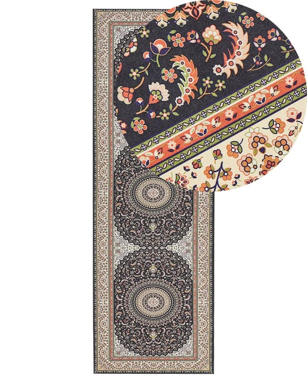 Løperteppe Multicolour Polyester 80 x 240 cm Orientalsk mønster Anti-skli bunn Vintage stil Modern Gang
