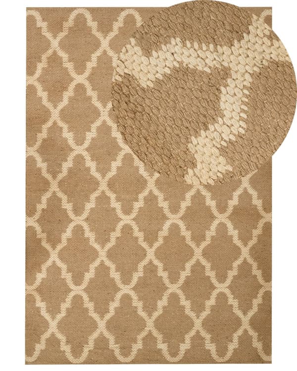 Teppe Beige Jute 160 x 230 cm Flettet Håndlaget Naturlig Boho Stil Tekstil