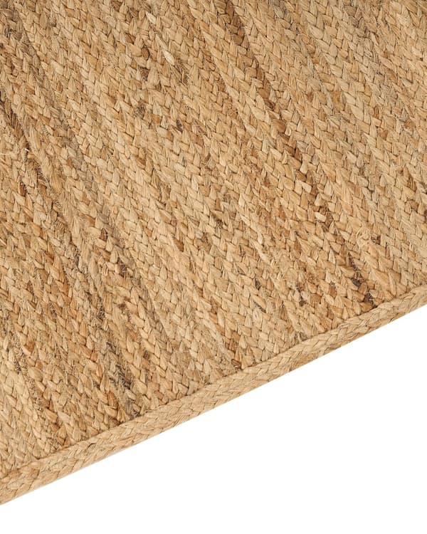 Matta Beige Jute 160 x 230 cm Flätad Handgjord Utskuret Mönster Naturlig Boho Stil Textil