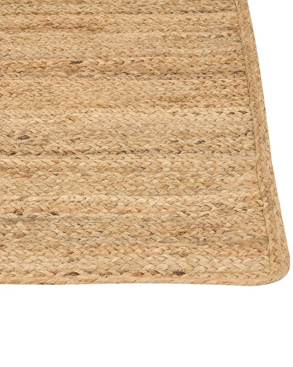Matta Beige Jute 160 x 230 cm Flätad Handgjord Utskuret Mönster Naturlig Boho Stil Textil