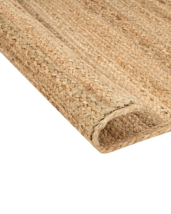 Matta Beige Jute 160 x 230 cm Flätad Handgjord Utskuret Mönster Naturlig Boho Stil Textil