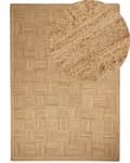 Miniatyrbild 1 av 7: Ytor Matta Beige Jute 200 x 300 cm Flätad Handgjord Rutig Mönster Naturlig Boho Stil Textil