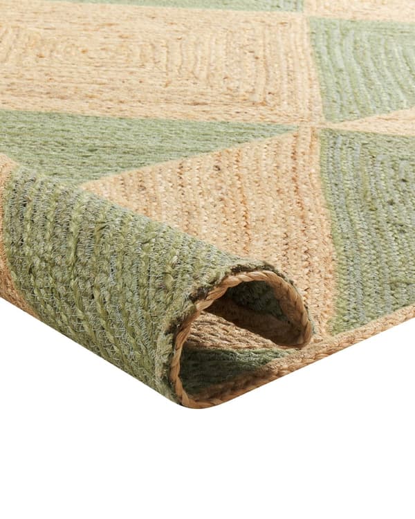 Matto beige vihreä 200 x 300 cm juutti geometrinen kuvio suorakulmio käsintehty luonnollinen boho