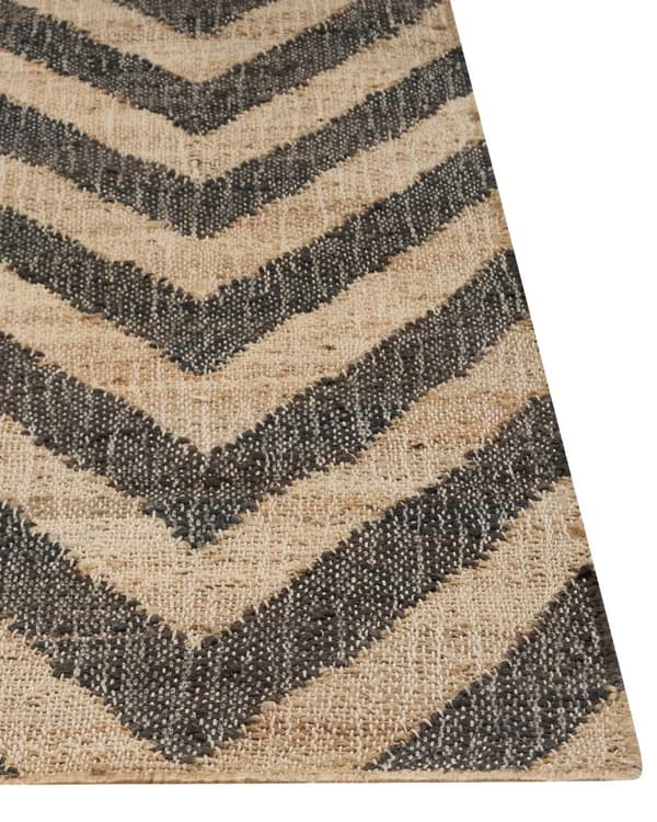 Matto beige musta 200 x 300 cm juutti geometrinen kalanruotokuvio suorakulmio luonnollinen boho
