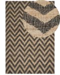Pikkukuva 1 / 7: Matto beige musta 200 x 300 cm juutti geometrinen kalanruotokuvio suorakulmio luonnollinen boho