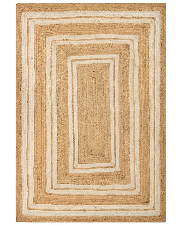 Matto beige 160 x 230 cm juutti geometrinen kuvio suorakulmio käsintehty luonnollinen boho