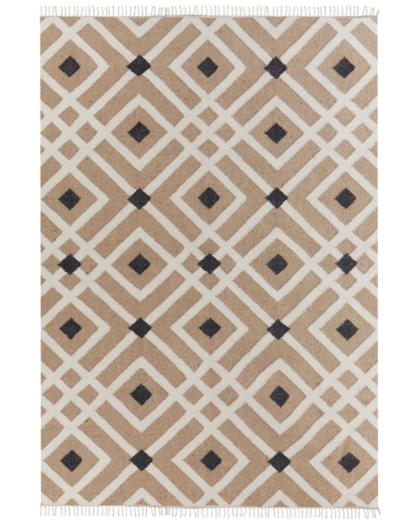 Matto beige 160 x 230 cm juutti puuvilla suorakulmio geometrinen kuvio käsintehty boho