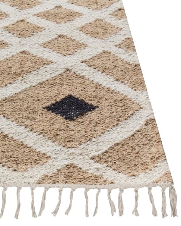 Matto beige 160 x 230 cm juutti puuvilla suorakulmio geometrinen kuvio käsintehty boho