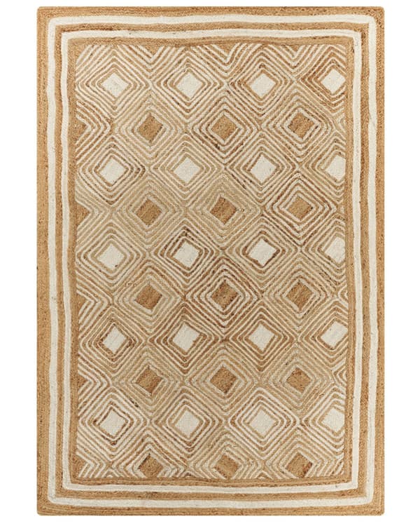 Matta Beige Jute 160 x 200 cm Flätad Handgjord Naturlig Boho Stil Textil