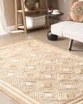 Miniatyrbild 2 av 7: Matta Beige Jute 160 x 200 cm Flätad Handgjord Naturlig Boho Stil Textil