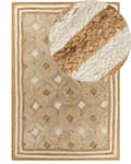 Miniatyrbild 1 av 7: Matta Beige Jute 160 x 200 cm Flätad Handgjord Naturlig Boho Stil Textil