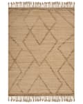 Miniatyrbild 4 av 7: Matta Beige Jute 200 x 300 cm Handvävd Linjer Geometriskt mönster med tofsar Naturlig Boho Stil Textil
