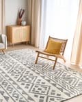 Miniatyrbild 2 av 6: Matta Beige Grå Polyester 300 x 400 cm Geometriskt Mönster Solid Färg Modern Minimalistisk Vardagsrumsmatta