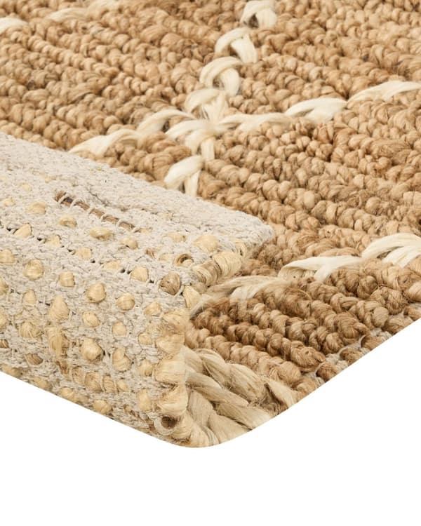 Gångmatta Beige Jute 80 x 300 cm Geometriskt mönster Handvävd Boho Hall Sovrum