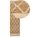 Miniatyrbild 1 av 7: Gångmatta Beige Jute 80 x 300 cm Geometriskt mönster Handvävd Boho Hall Sovrum
