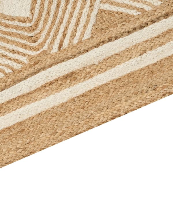 Gulvtæppe Beige Jute 300 x 400 cm Natur Tæppe Mønster Rustik Boho Stil Fladvævet Gulvtæp Flettet Jutetæppe til Sofabord Indretning Tilbehør