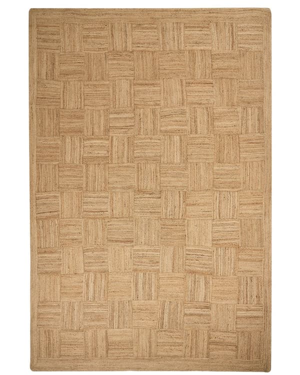 Gulvtæppe Beige Jute 200 x 300 cm Natur Tæppe Mønster Rustik Boho Stil Fladvævet Gulvtæp Flettet Jutetæppe til Sofabord Indretning Tilbehør