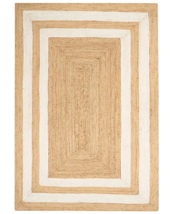 Gulvtæppe Beige Jute 200 x 300 cm Natur Tæppe Mønster Rustik Boho Stil Fladvævet Gulvtæp Flettet Jutetæppe til Sofabord Indretning Tilbehør