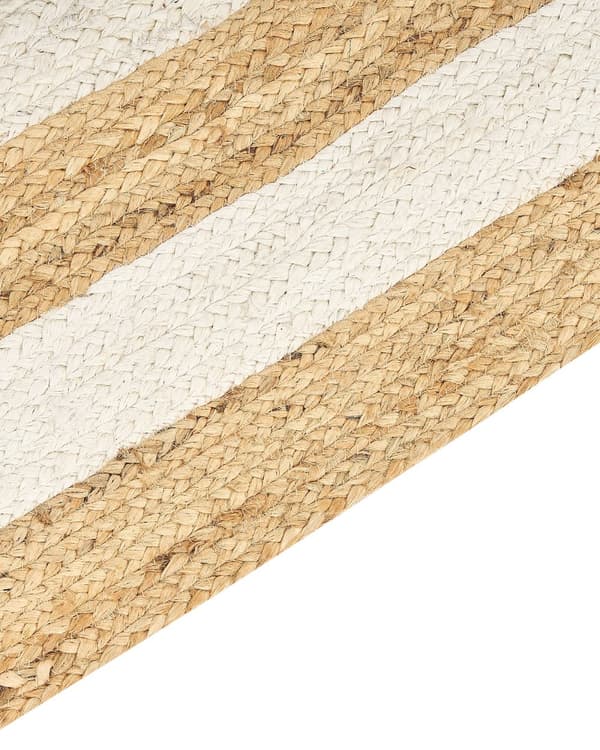 Gulvtæppe Beige Jute 300 x 400 cm Natur Tæppe Mønster Rustik Boho Stil Fladvævet Gulvtæp Flettet Jutetæppe til Sofabord Indretning Tilbehør