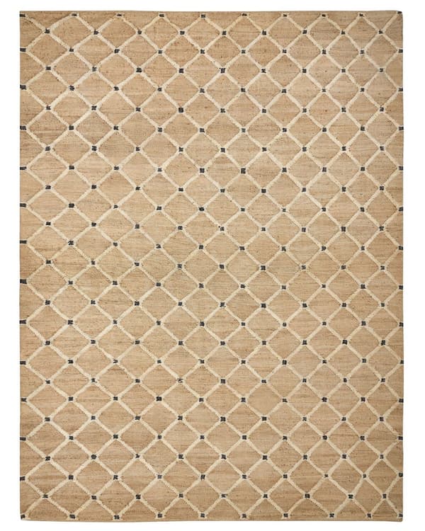 Gulvtæppe Beige Jute 300 x 400 cm Natur Tæppe Mønster Rustik Boho Stil Fladvævet Gulvtæp Flettet Jutetæppe til Sofabord Indretning Tilbehør