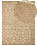 Miniatyrbillede 1 af 7: Gulvtæppe Beige Jute 300 x 400 cm Natur Tæppe Mønster Rustik Boho Stil Fladvævet Gulvtæp Flettet Jutetæppe til Sofabord Indretning Tilbehør
