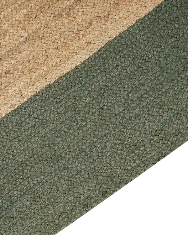 Gulvtæppe Beige Grøn Jute 160 x 230 cm Natur Tæppe Mønster Rustik Boho Stil Fladvævet Gulvtæp Flettet Jutetæppe til Sofabord Indretning