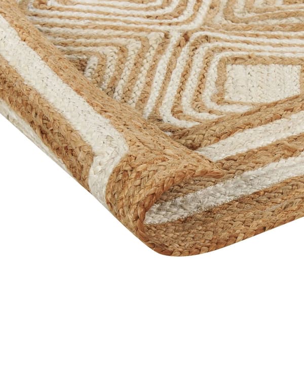 Teppe Beige Jute 160 x 230 cm Flettet Håndlaget Naturlig Bohemsk stil Tekstil Tilbehør