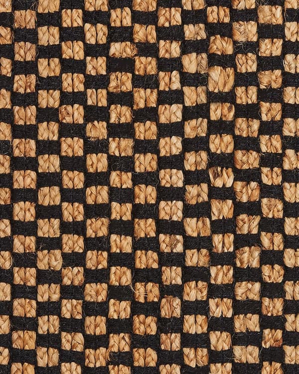 Gulvtæppe Sort Beige Læder Jute og Filt 140 x 200 cm Fladvævet Lædertæppe Ternet Gingham Mønster Rustik Boho til Soveværelset Entré Indretning