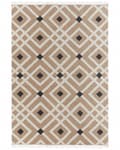 Miniatyrbillede 5 af 8: Beige bomuldsjutetæppe 160 x 230 cm flettet håndlavet med kvaster naturlig boho-stil