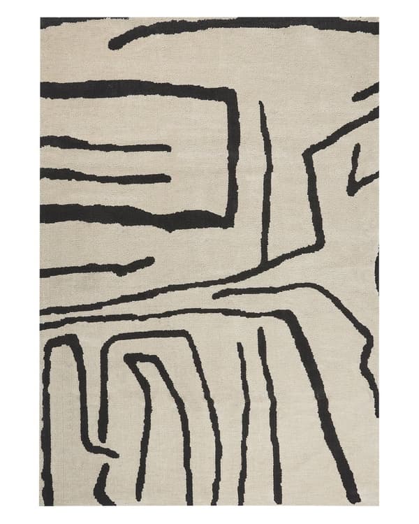 Gulvtæppe Beige Sort Polyester 160 x 230 cm Designtæppe med Mønster Fladvævet Løs Tæppe til Gulvet under Sofabord Gulvtæp Lyddæmpende