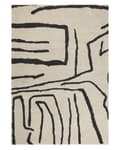 Miniatyrbillede 1 af 6: Gulvtæppe Beige Sort Polyester 160 x 230 cm Designtæppe med Mønster Fladvævet Løs Tæppe til Gulvet under Sofabord Gulvtæp Lyddæmpende