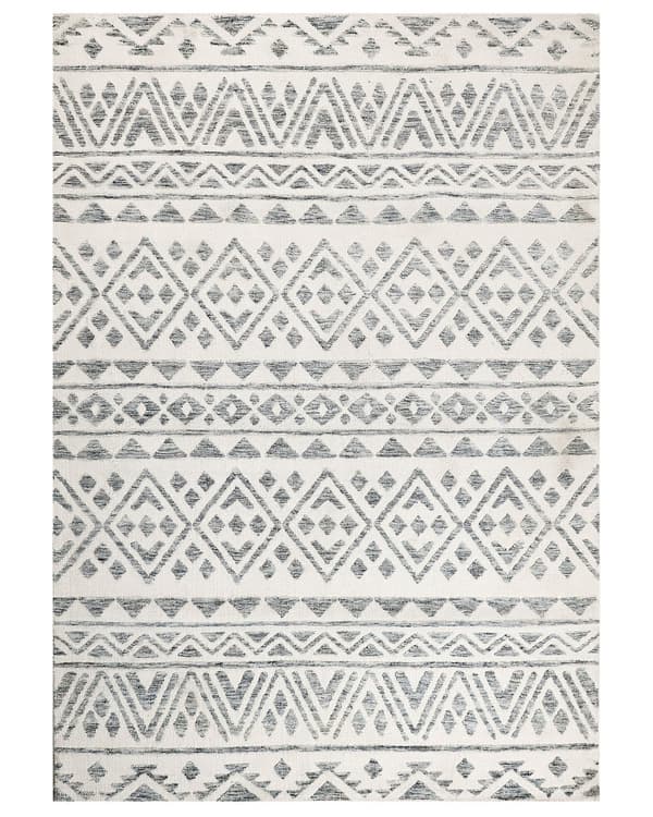 Gulvtæppe Beige Grå Polyester 160 x 230 cm Designtæppe med Mønster Fladvævet Løs Tæppe til Gulvet under Sofabord Gulvtæp Lyddæmpende