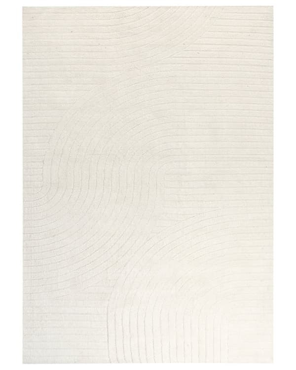 Gulvtæppe Beige Uld 200 x 300 cm Uldtæppe med Mønster Fladvævet Løs Tæppe til Gulvet under Sofabord Gulvtæp Lyddæmpende