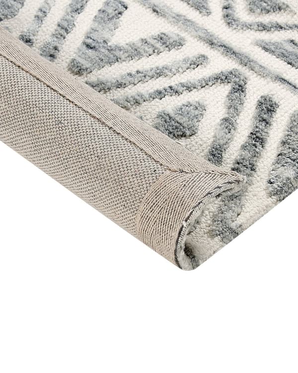 Gulvtæppe Beige Grå Polyester 300 x 400 cm Designtæppe med Mønster Fladvævet Løs Tæppe til Gulvet under Sofabord Gulvtæp Lyddæmpende