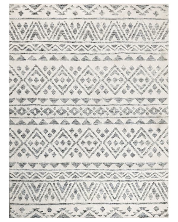 Gulvtæppe Beige Grå Polyester 300 x 400 cm Designtæppe med Mønster Fladvævet Løs Tæppe til Gulvet under Sofabord Gulvtæp Lyddæmpende
