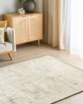 Miniatyrbillede 2 af 6: Gulvtæppe Beige Polyester 160 x 230 cm Designtæppe med Mønster Fladvævet Løs Tæppe til Gulvet under Sofabord Gulvtæp Lyddæmpende