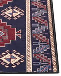 Miniatyrbillede 5 af 7: Gulvtæppe blå rød 80 x 240 cm polyester orientalsk mønster rektangulært vævet retro