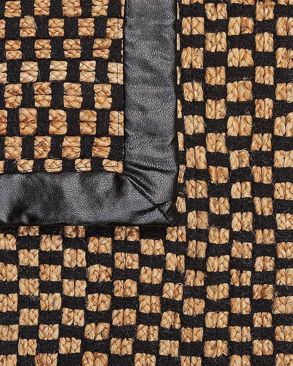 Teppe i svart og beige jute bomullsskinn 140 x 200 cm Rektangulært håndvevd teppe Rutete mønster Rustikk tradisjonell design
