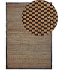 Miniatyrbilde 1 av 6: Teppe i svart og beige jute bomullsskinn 140 x 200 cm Rektangulært håndvevd teppe Rutete mønster Rustikk tradisjonell design