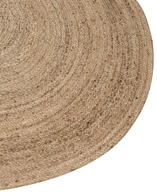 Gulvtæppe Beige Jute 160 x 230 cm Dekorativ Ovalt Løs Håndvævet Tæppe Tilbehør til Stue Entré Soveværelse Indretning Natur Inspireret Boho