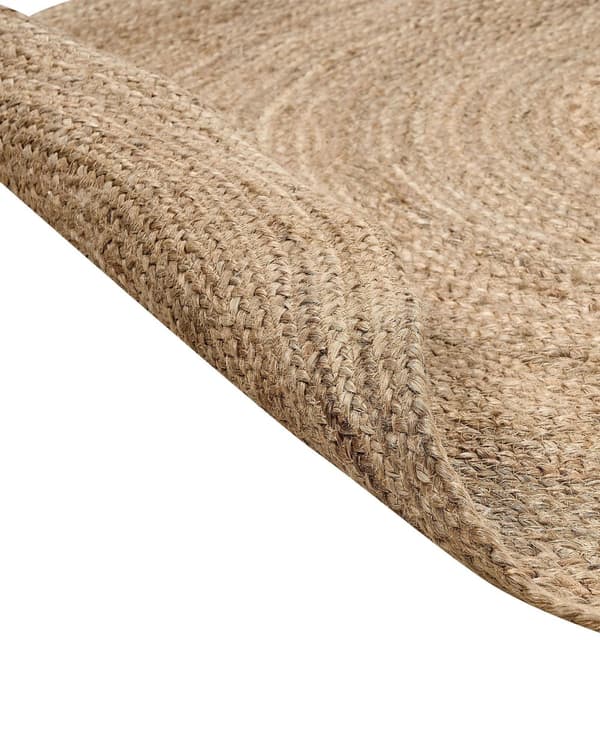 Gulvtæppe Beige Jute 160 x 230 cm Dekorativ Ovalt Løs Håndvævet Tæppe Tilbehør til Stue Entré Soveværelse Indretning Natur Inspireret Boho