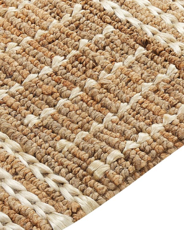 Beige jutetæppe 80 x 300 cm stribet mønster håndvævet i boho-stil til entreen soveværelset