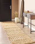 Miniatyrbillede 2 af 7: Beige jutetæppe 80 x 300 cm stribet mønster håndvævet i boho-stil til entreen soveværelset