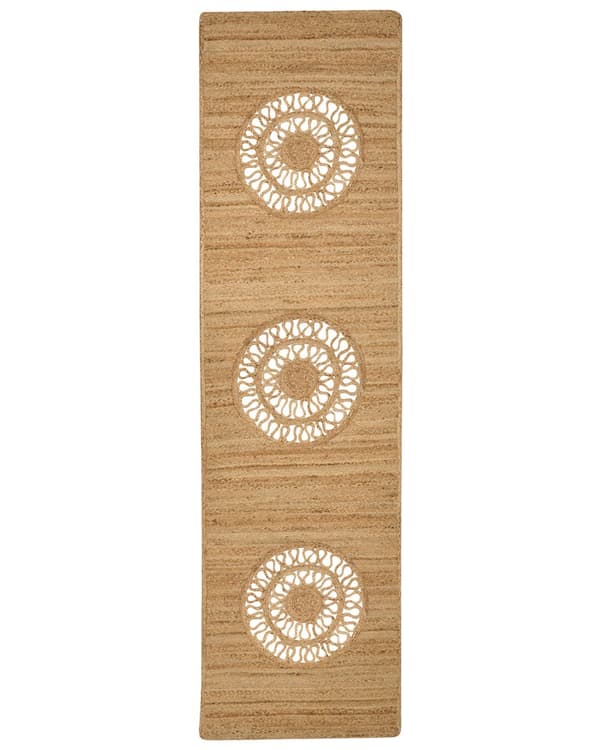 Tæppeløber Beige Jute 80 x 300 cm Fladvævet Løs Gulvløber til Entre Tæppe Mønstret Håndvævet Flettet Lang Gulvtæppe til Gang Tilbehør