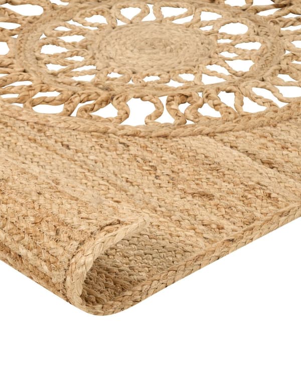 Tæppeløber Beige Jute 80 x 300 cm Fladvævet Løs Gulvløber til Entre Tæppe Mønstret Håndvævet Flettet Lang Gulvtæppe til Gang Tilbehør