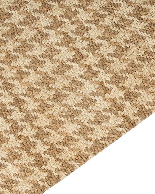Beige jute tæppe 200 x 300 cm peplite mønster håndvævet boho stil til stue soveværelse