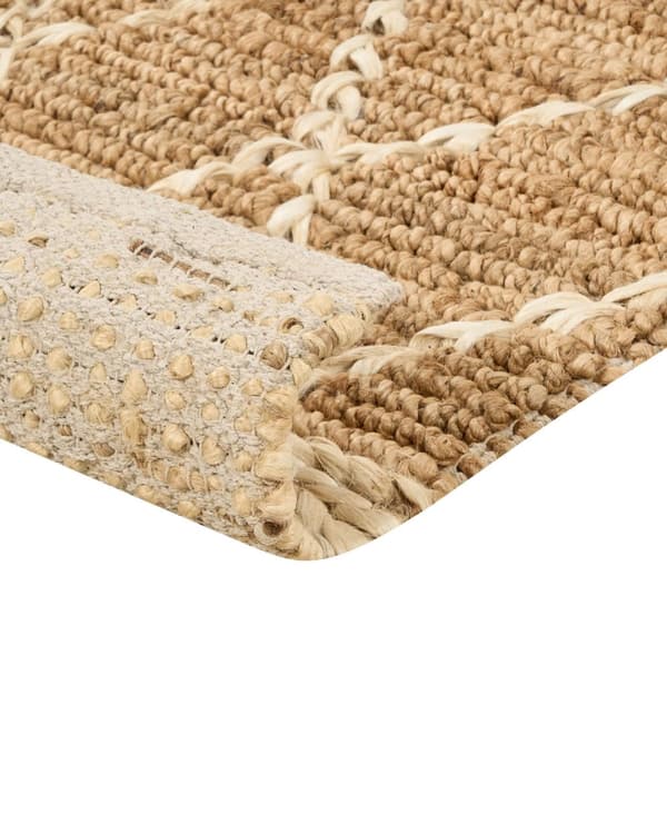 Gulvtæppe Beige Jute 200 x 300 cm Natur Tæppe Mønster Rustik Boho Stil Fladvævet Gulvtæp Flettet Jutetæppe til Sofabord Indretning Tilbehør
