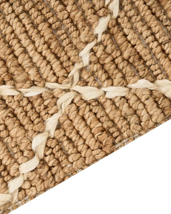Tæppeløber Beige Jute 80 x 300 cm Fladvævet Løs Gulvløber til Entre Tæppe Mønstret Håndvævet Flettet Lang Gulvtæppe til Gang Tilbehør